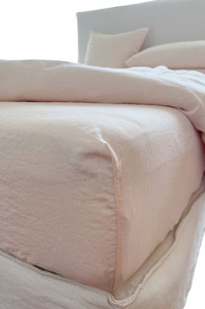 POWDER PUFF FITTED SHEET  100% ORGANIC EUROPEAN LINEN