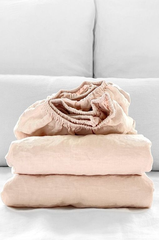 POWDER PUFF FITTED SHEET  100% ORGANIC EUROPEAN LINEN