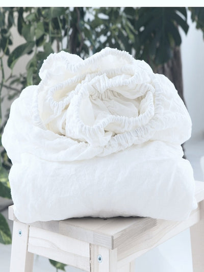 BLANCO FITTED SHEET 100% ORGANIC EUROPEAN LINEN