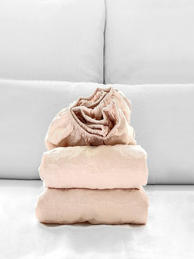 POWDER PUFF FITTED SHEET  100% ORGANIC EUROPEAN LINEN