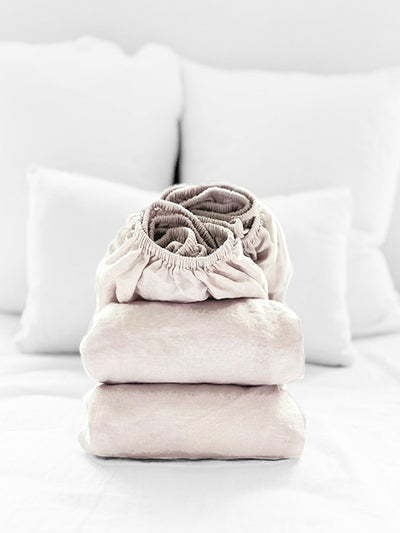 SHELL FITTED SHEET 100% ORGANIC EUROPEAN LINEN